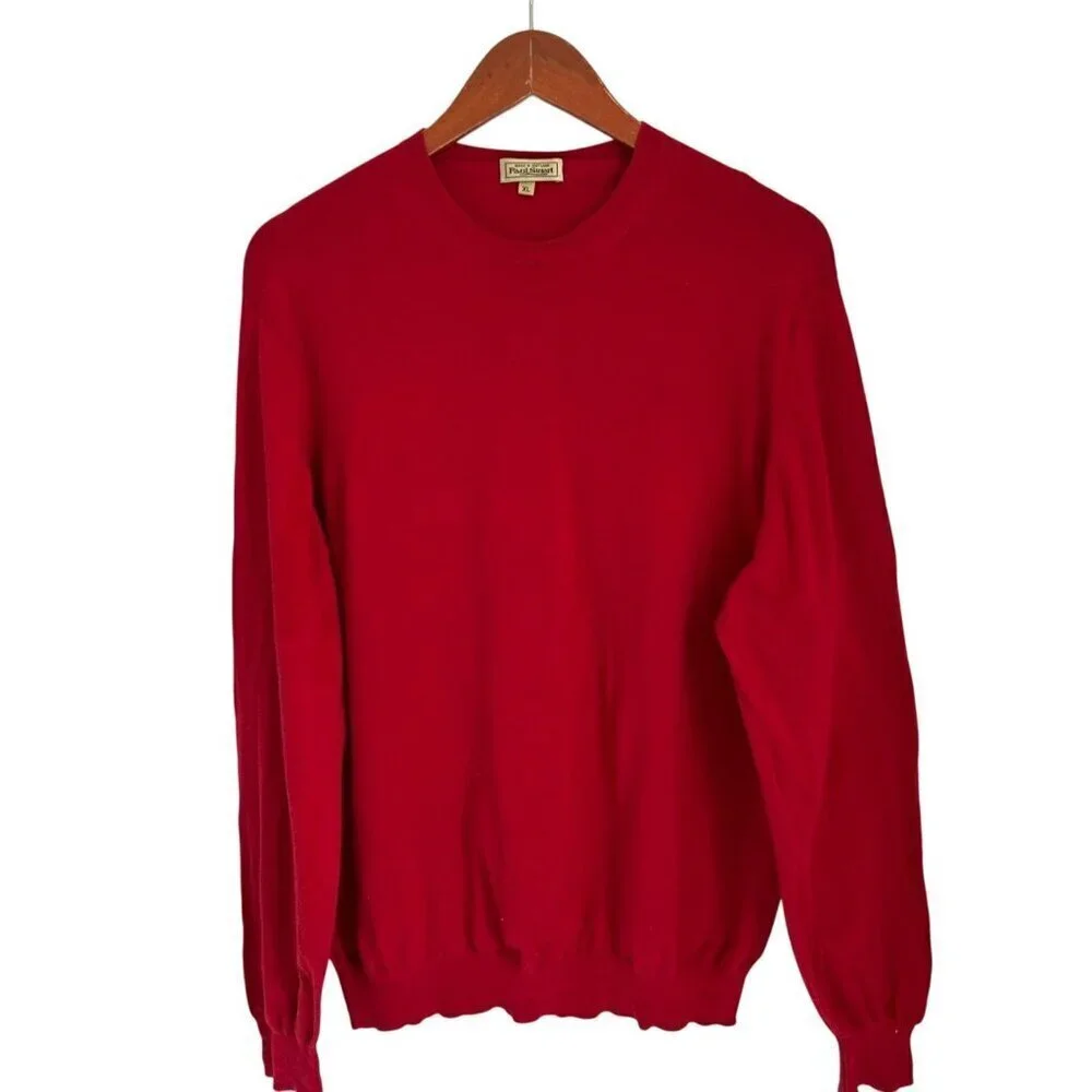 Paul Stuart Red Wool Crewneck Sweater Made In Scotland XL Mens